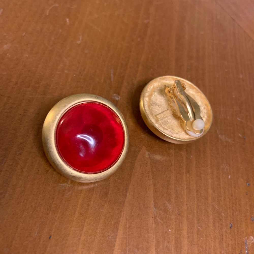 Red Stone Chunky Earrings